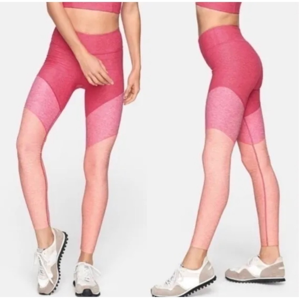 Outdoor Voices Flamingo Pink Peach 7/8 Length Color Block Leggings Size XS
